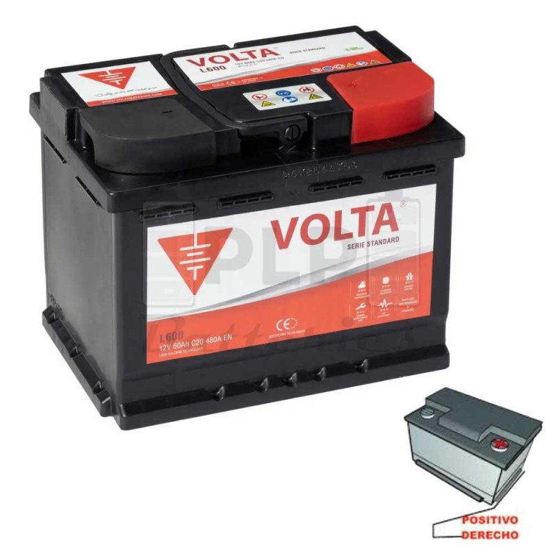 Batería De Coche 12v 60Ah 480A EN Standard Volta - L600D