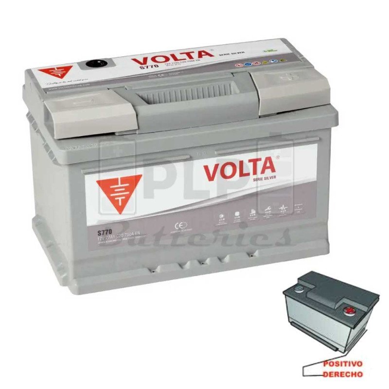 Batería De Coche 12v 77Ah 750A EN Silver Volta - S770D Batería De Coche 12v 77Ah 750A EN Silver Volta - S770D