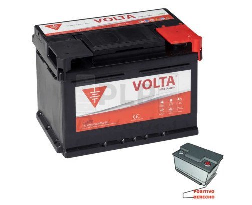 Batería De Coche 12v 62Ah 560A EN Classic Plus Volta C+620D