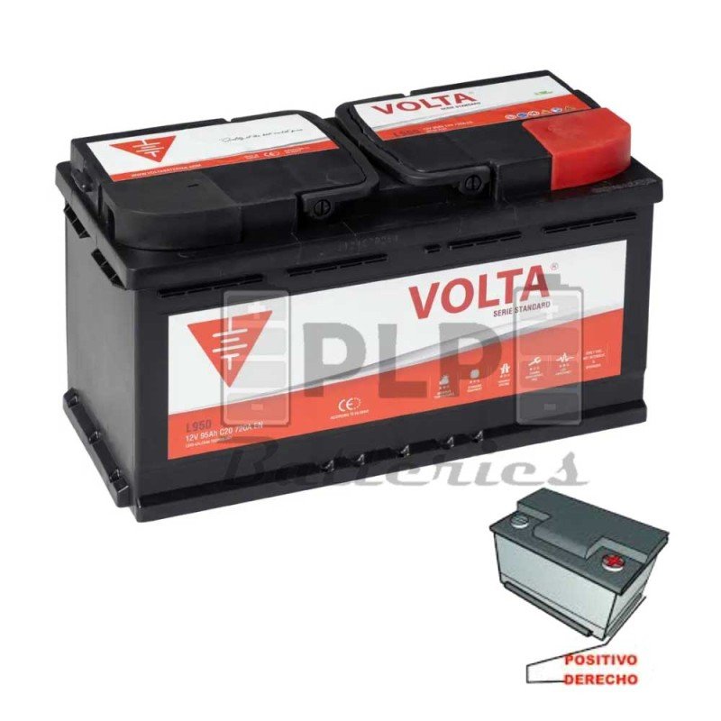 Batería de Coche 12v 95Ah 720A EN Standard Volta L950D Batería de Coche 12v 95Ah 720A EN Standard Volta L950D