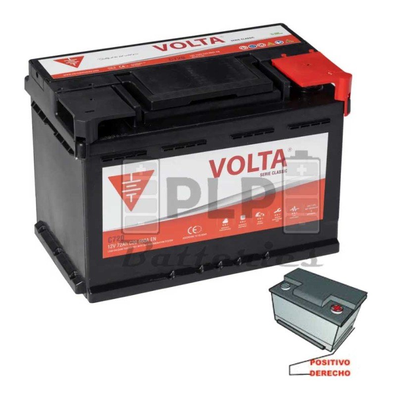 Batería de Coche 12v 72Ah 660A EN Classic Volta C720D Batería de Coche 12v 72Ah 660A EN Classic Volta C720D