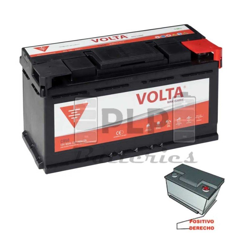 Batería de Coche 12v 95Ah 760A EN Classic Volta C950D Batería de Coche 12v 95Ah 760A EN Classic Volta C950D