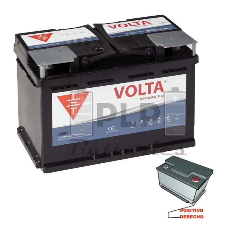 Batería de Coche 12v 80Ah 760A EN Classic Blue Volta CB800D Batería de Coche 12v 80Ah 760A EN Classic Blue Volta CB800D
