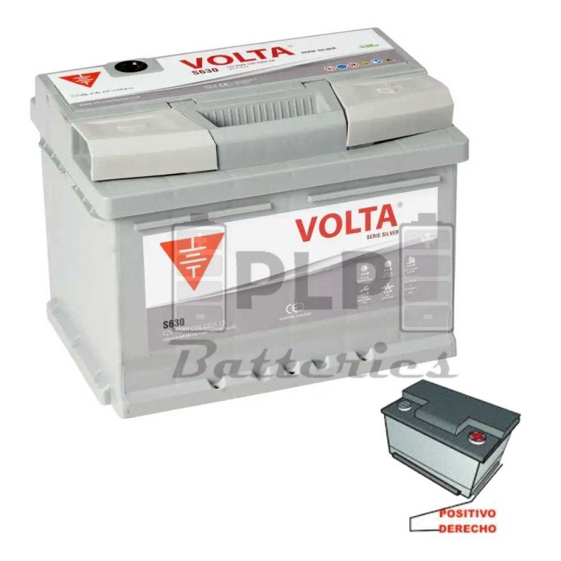 Batería de Coche 12v 63Ah 630A EN Silver Volta S630D Batería de Coche 12v 63Ah 630A EN Silver Volta S630D
