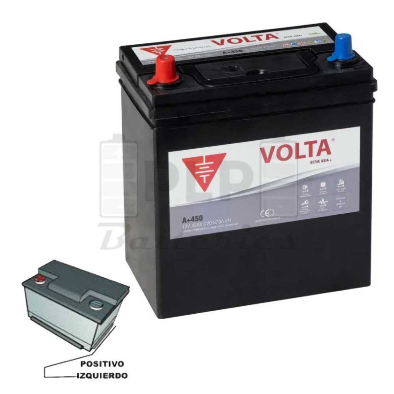 Batería de Coche 12V 45Ah 370A EN Asia Plus Volta A+450I Batería de Coche 12V 45Ah 370A EN Asia Plus Volta A+450I