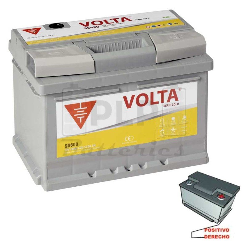 Batería de Coche Start Stop EFB 12v 60Ah 570 A EN Volta SS600D