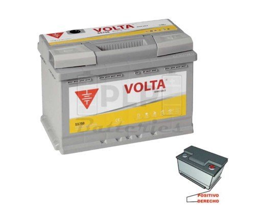 Batería de Coche Start Stop EFB 12v 75Ah 730 A EN Volta SS750D