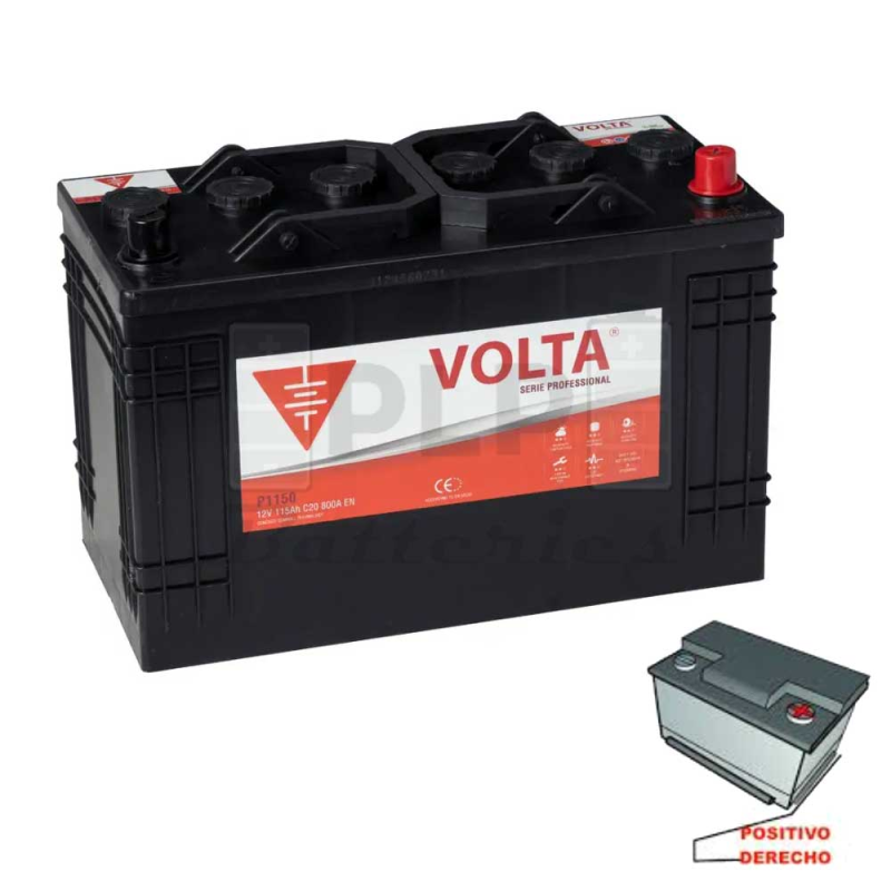 Batería Vehiculo Profesional 12v 115Ah 800A EN Profesional Volta - P1150D Batería Vehiculo Profesional 12v 115Ah 800A EN Profesional Volta - P1150D